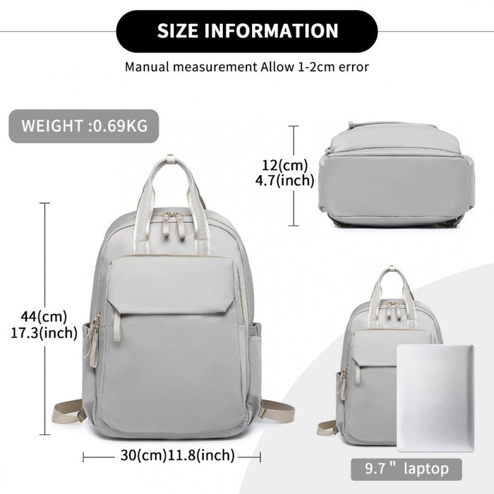 BPM2439 - Miss Lulu Versatile Stylish Backpack with Laptop Compartment and Trolley strape - Grey