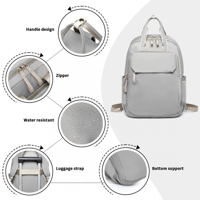 BPM2439 - Miss Lulu Versatile Stylish Backpack with Laptop Compartment and Trolley strape - Grey