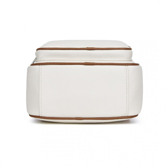 BPM2453 - Miss Lulu PU Leather Convertible Backpack Crossbody Bag - Lightweight Anti-Theft Daypack with Multiple Pockets - Beige