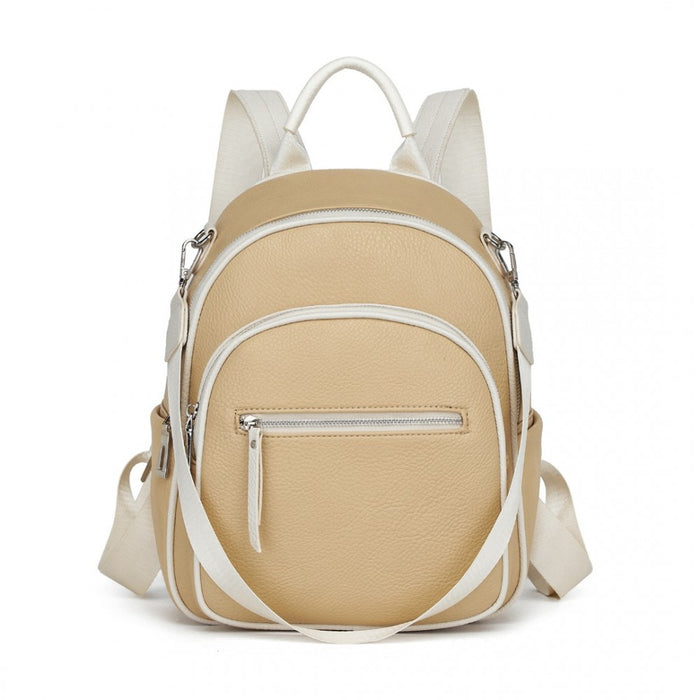 BPM2453 - Miss Lulu PU Leather Convertible Backpack Crossbody Bag - Lightweight Anti-Theft Daypack with Multiple Pockets - Yellow