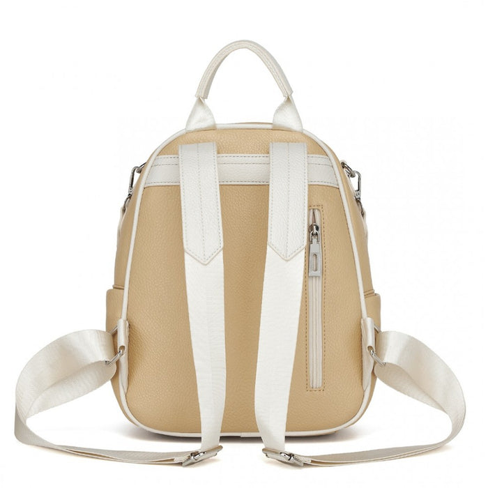 BPM2453 - Miss Lulu PU Leather Convertible Backpack Crossbody Bag - Lightweight Anti-Theft Daypack with Multiple Pockets - Yellow