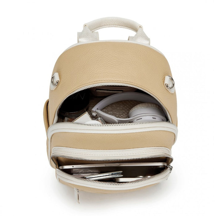 BPM2453 - Miss Lulu PU Leather Convertible Backpack Crossbody Bag - Lightweight Anti-Theft Daypack with Multiple Pockets - Yellow