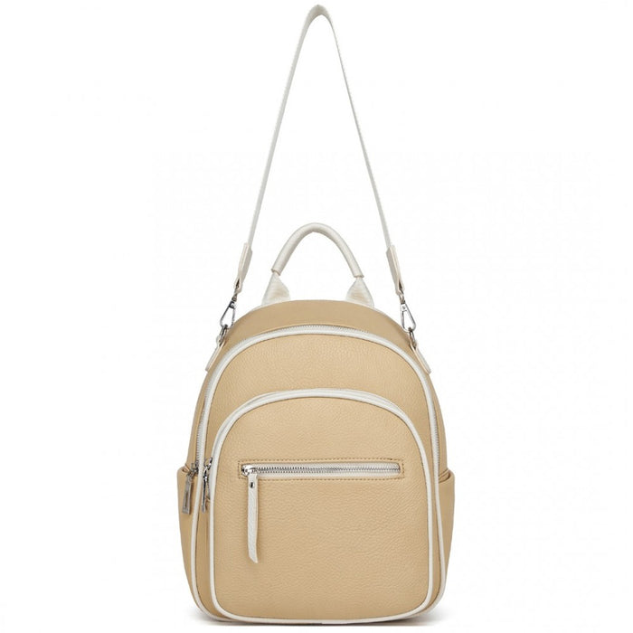 BPM2453 - Miss Lulu PU Leather Convertible Backpack Crossbody Bag - Lightweight Anti-Theft Daypack with Multiple Pockets - Yellow