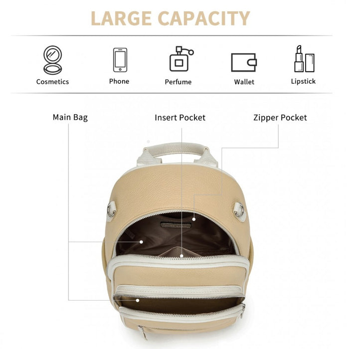 BPM2453 - Miss Lulu PU Leather Convertible Backpack Crossbody Bag - Lightweight Anti-Theft Daypack with Multiple Pockets - Yellow