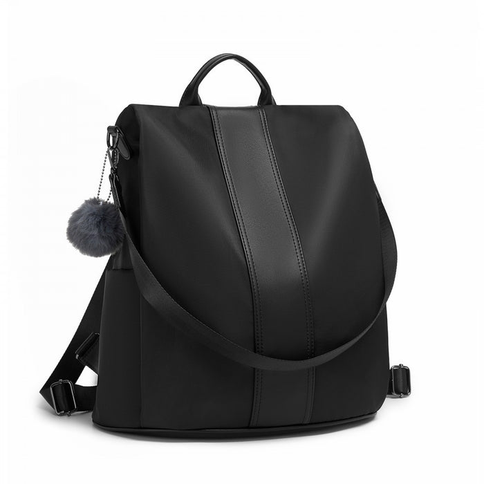 BPM2516 - Miss Lulu Stylish Anti-Theft Convertible Backpack with Spacious Back-Zip Compartment for Commuting & Daily Use - Black