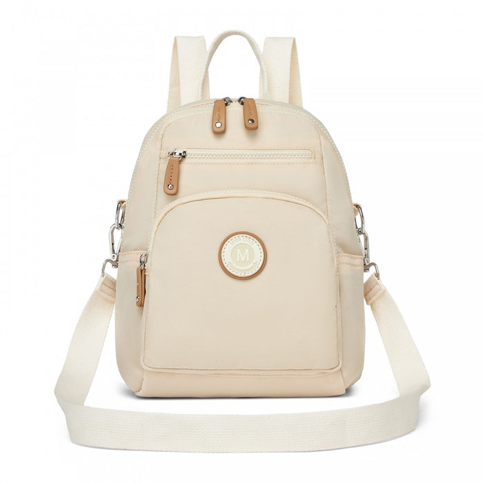 BPM2651 - Miss Lulu 3-in-1 Convertible Backpack with Removable Long Strap - Wear as Backpack, Shoulder or Crossbody Bag - Beige