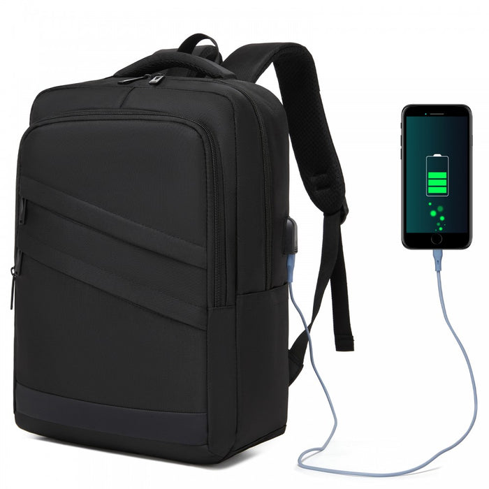 BPS2603 - Premium Laptop Backpack, 15.6 Inch USB Charging Backpack with Padded Laptop Sleeve, Ideal for Work and Commuting - Black