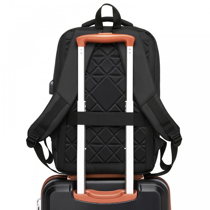BPS2603 - Premium Laptop Backpack, 15.6 Inch USB Charging Backpack with Padded Laptop Sleeve, Ideal for Work and Commuting - Black