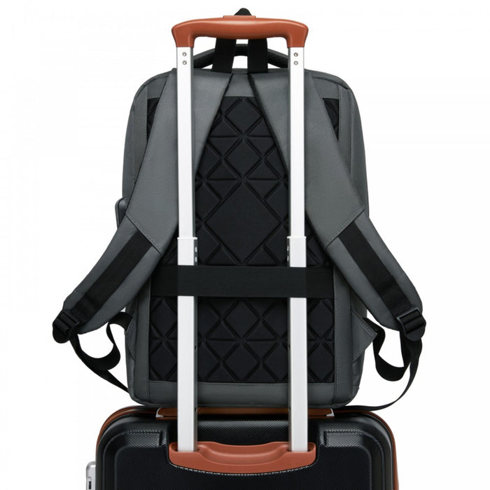 BPS2603 - Premium Laptop Backpack, 15.6 Inch USB Charging Backpack with Padded Laptop Sleeve, Ideal for Work and Commuting - Grey