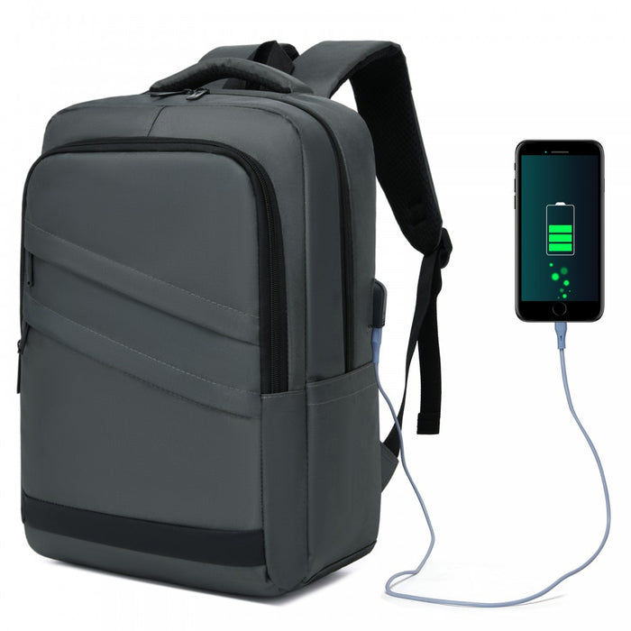 BPS2603 - Premium Laptop Backpack, 15.6 Inch USB Charging Backpack with Padded Laptop Sleeve, Ideal for Work and Commuting - Grey