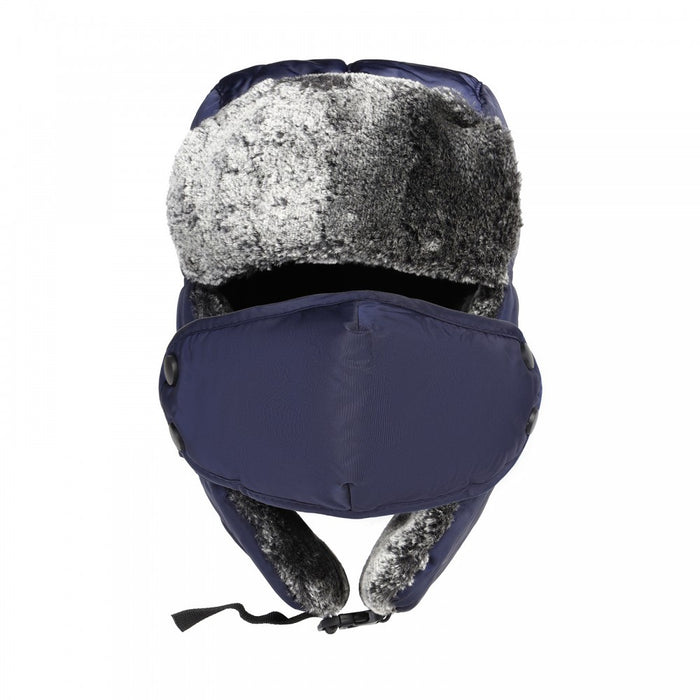 CAP-5 - Unisex 3-in-1 Thermal Faux Fur Lined Trapper Hat - Navy