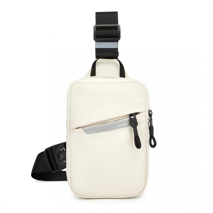 CEK2445 - Kono Lightweight Crossbody Sling Bag with Adjustable Strap Multiple Pockets for Travel and Everyday Use - Beige