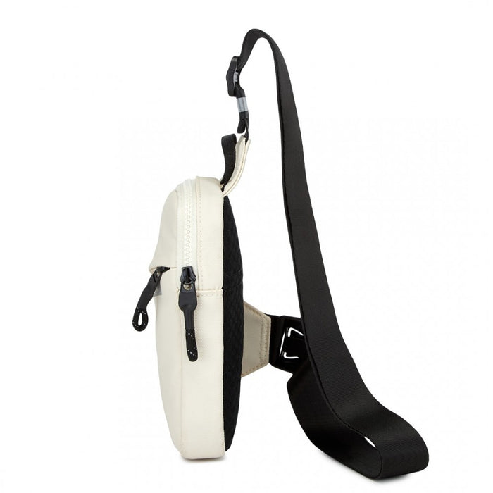 CEK2445 - Kono Lightweight Crossbody Sling Bag with Adjustable Strap Multiple Pockets for Travel and Everyday Use - Beige