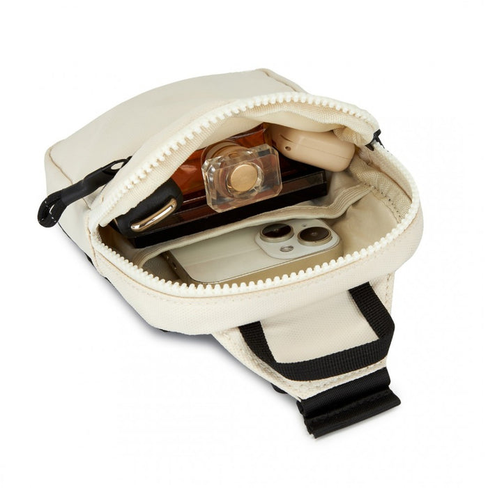 CEK2445 - Kono Lightweight Crossbody Sling Bag with Adjustable Strap Multiple Pockets for Travel and Everyday Use - Beige