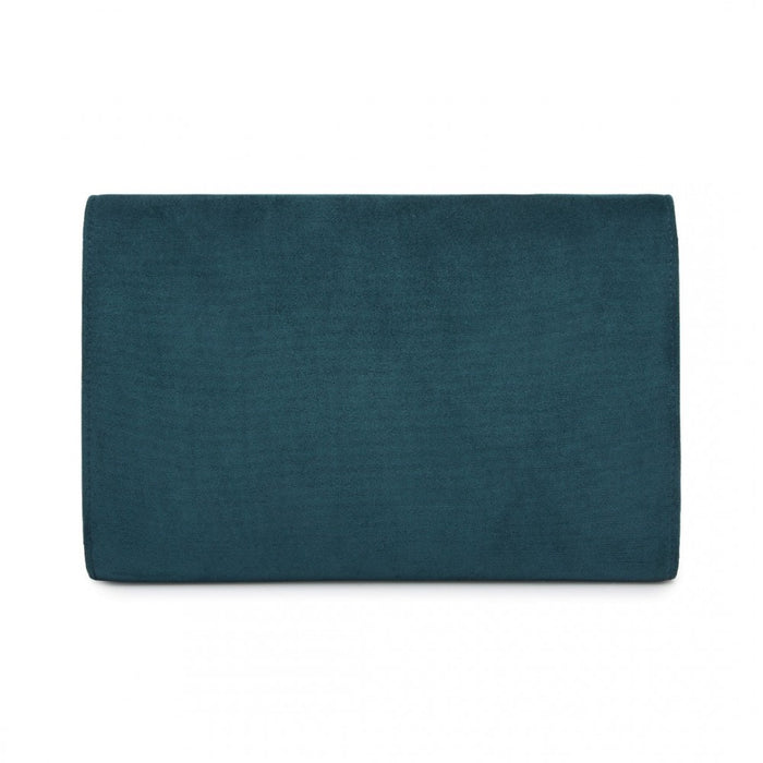 CLM2458 - Miss Lulu Elegant Faux Suede Evening Clutch with Crystal Flower & Detachable Chain Strap - Navy