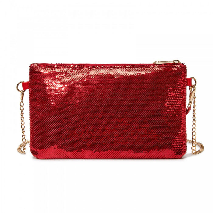 CLS2512 - Glam Sparkle Sequin Evening Clutch-Sleek, Shimmering Wristlet & Crossbody - Red