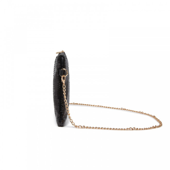 CLS2512 - Glam Sparkle Sequin Evening Clutch-Sleek, Shimmering Wristlet & Crossbody - Black