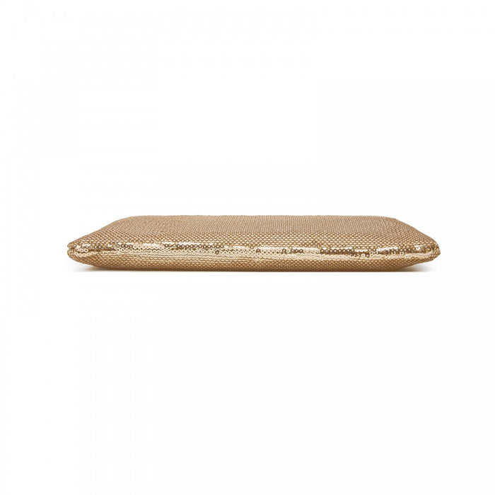 CLS2512 - Glam Sparkle Sequin Evening Clutch-Sleek, Shimmering Wristlet & Crossbody - Light Gold