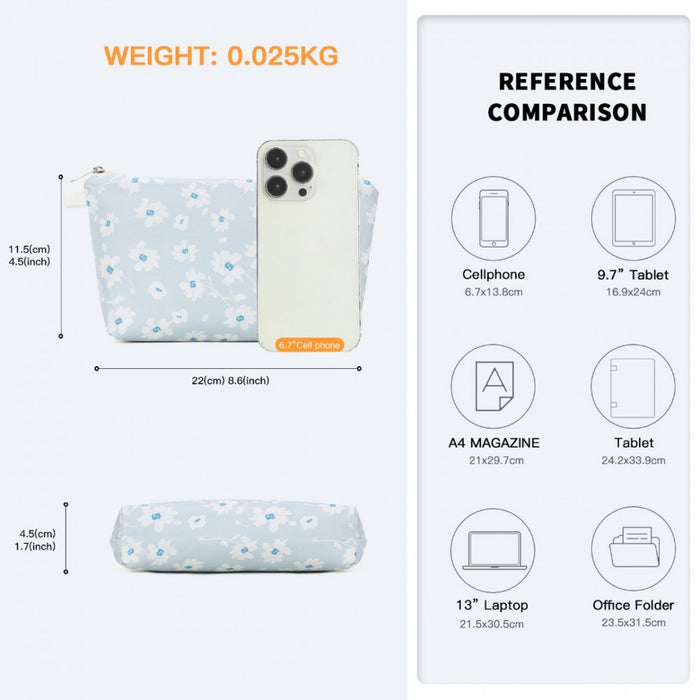 COM2443 - Miss Lulu Multi-Functional Charming Print Cosmetic Bag & Storage Bag for Travel and Everyday Use - Blue