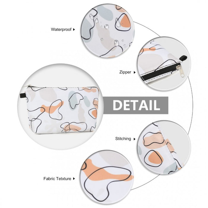 COM2443 - Miss Lulu Multi-Functional Charming Print Cosmetic Bag & Storage Bag for Travel and Everyday Use - White