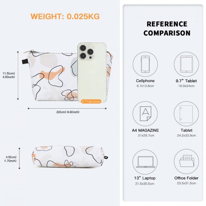 COM2443 - Miss Lulu Multi-Functional Charming Print Cosmetic Bag & Storage Bag for Travel and Everyday Use - White
