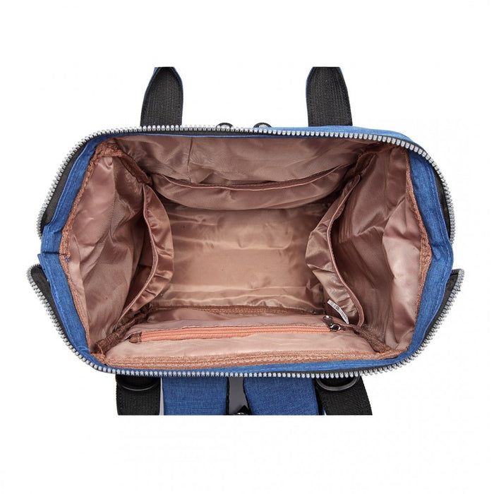 E6705 - Kono Wide Open Designed Baby Diaper Changing Backpack - Blue