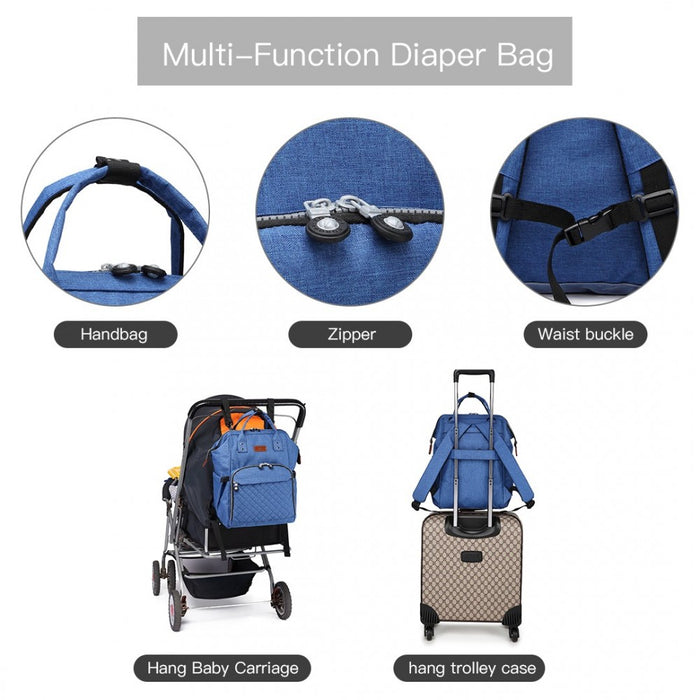 E6705 - Kono Wide Open Designed Baby Diaper Changing Backpack - Blue