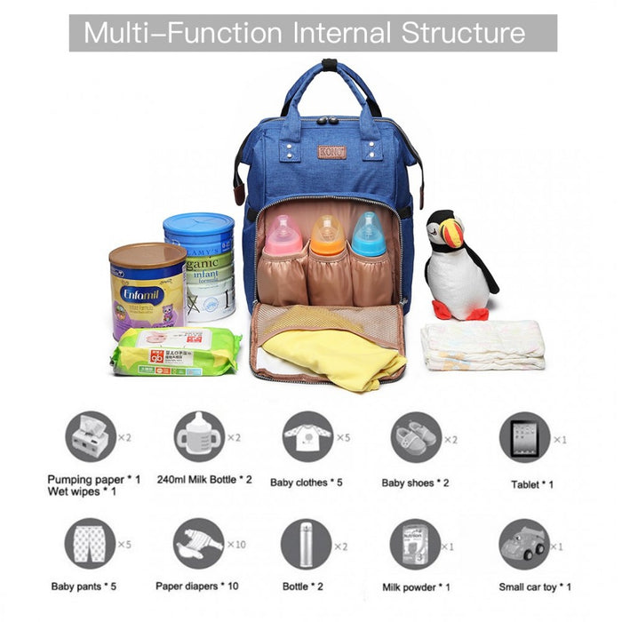 E6705 - Kono Wide Open Designed Baby Diaper Changing Backpack - Blue