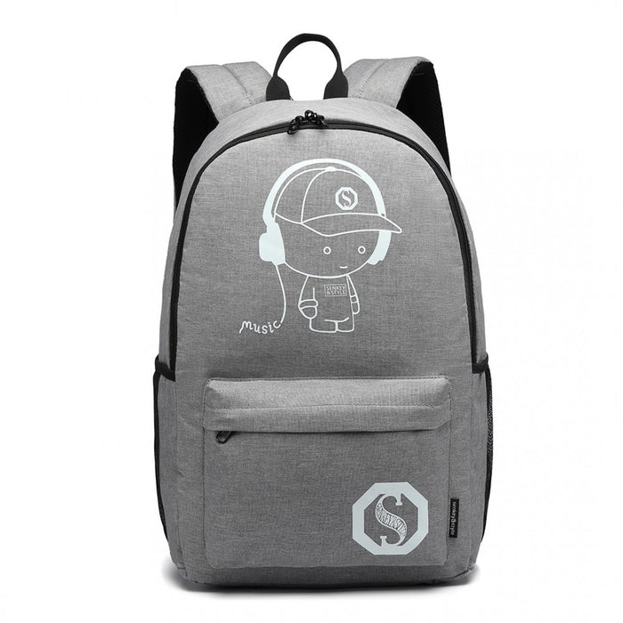E6878 - KONO GLOW IN THE DARK WATERPROOF BACKPACK GREY