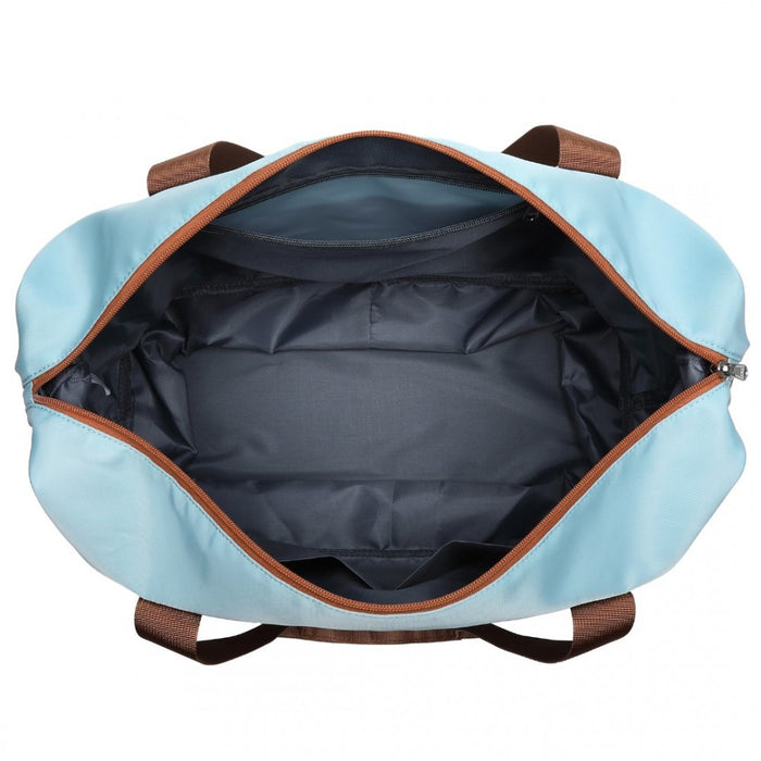 EA2212 - Kono Two Pieces Expandable Durable Waterproof Travel Duffel Bag Set - Grayish Blue And Brown