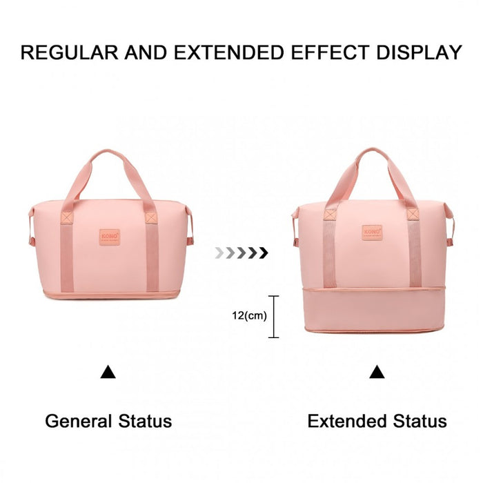 EA2212 - Kono Two Pieces Expandable Durable Waterproof Travel Duffel Bag Set - Pink