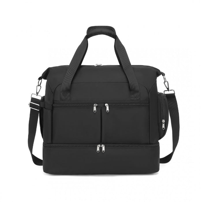 EA2348 - Kono Waterproof Multi-Pocket Travel Duffel Bag Set With Dedicated Shoe Compartment - Black