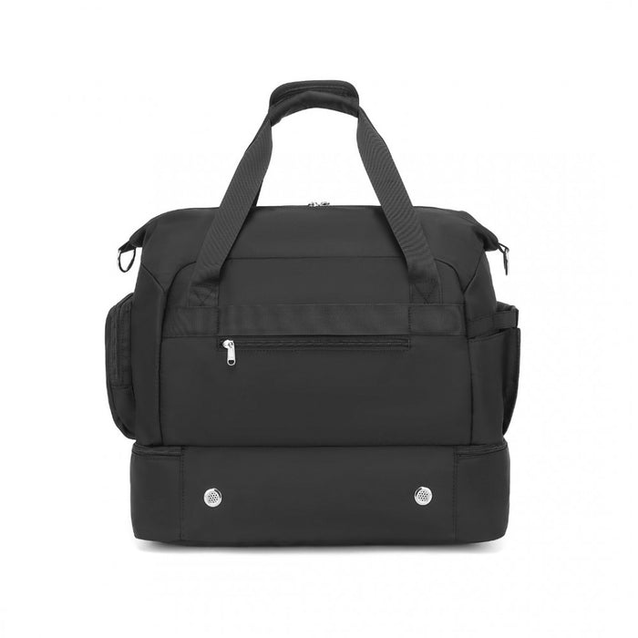 EA2348 - Kono Waterproof Multi-Pocket Travel Duffel Bag Set With Dedicated Shoe Compartment - Black