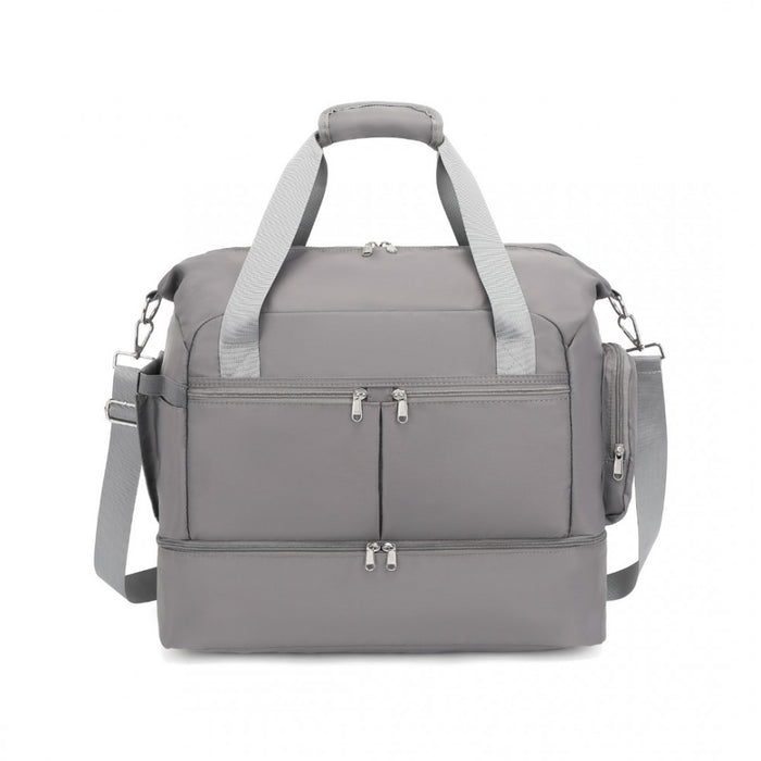 EA2348 - Kono Waterproof Multi-Pocket Travel Duffel Bag Set With Dedicated Shoe Compartment - Grey