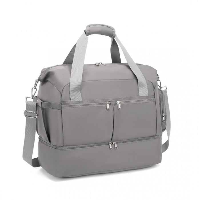 EA2348 - Kono Waterproof Multi-Pocket Travel Duffel Bag Set With Dedicated Shoe Compartment - Grey