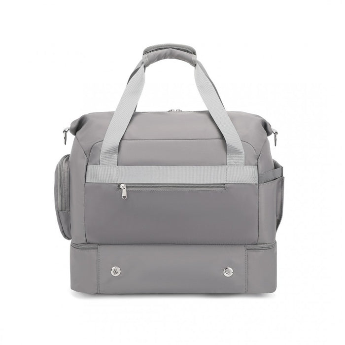 EA2348 - Kono Waterproof Multi-Pocket Travel Duffel Bag Set With Dedicated Shoe Compartment - Grey
