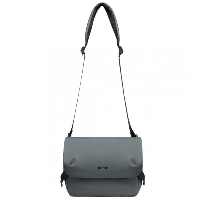 EB2340 - KONO Modern PVC Coated Water-Resistant Crossbody With Versatile Carrying Options - Grey