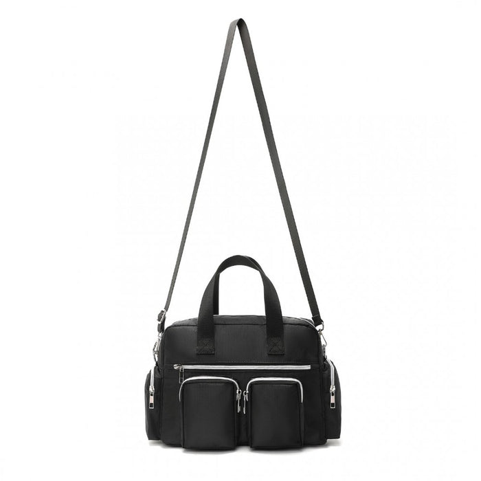 EB2351 - Kono Sleek Multi-Pocket Water-Resistant Crossbody Tote Bag - Black