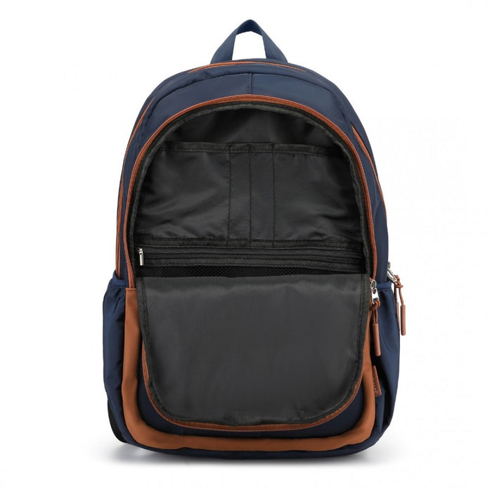 EB2363 - Kono Lightweight & Glow-in-the-Dark 3-Piece Laptop Backpack Set with Crossbody Bag and Pencil Case - Navy And Brown