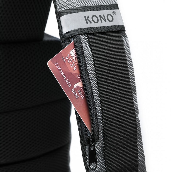 EG2403 - Kono Smart Sling Chest Bag with USB Charging Port Lightweight Single Strap Crossbody Backpack for Daily Use Ideal for Men and Women - Grey And Black