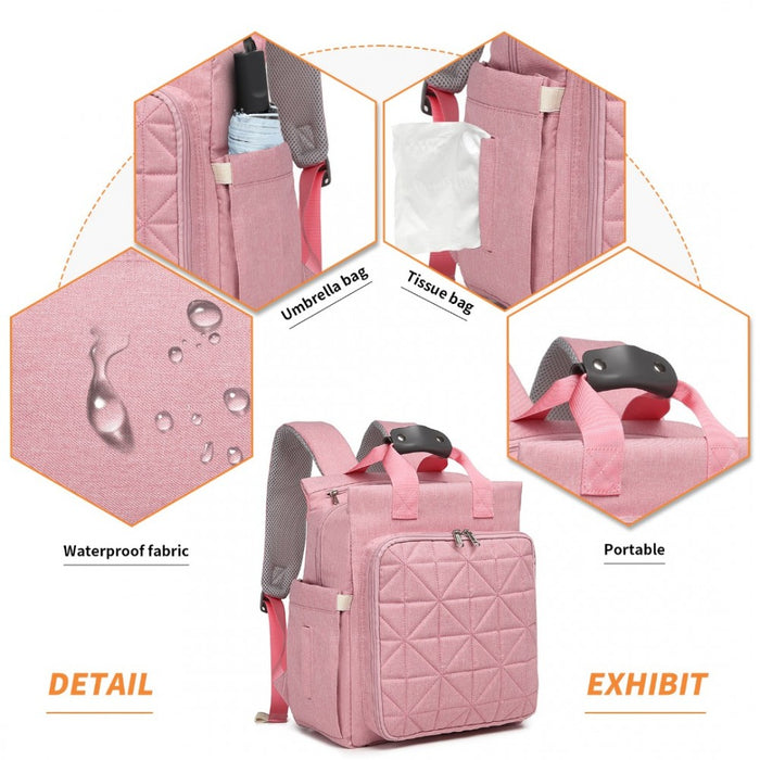 EM2105 - Kono Simple Lightweight Maternity Changing Bag - Pink