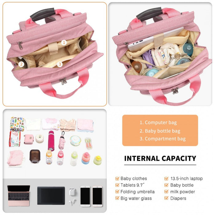 EM2105 - Kono Simple Lightweight Maternity Changing Bag - Pink