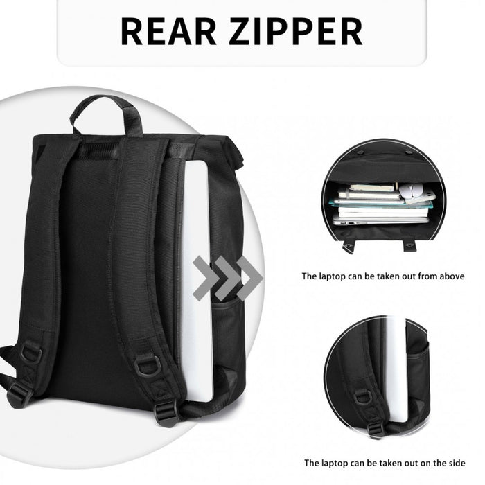 EM2114 - Kono Waterproof Large Capacity School Laptop Backpack - Black