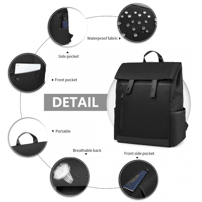 EM2114 - Kono Waterproof Large Capacity School Laptop Backpack - Black