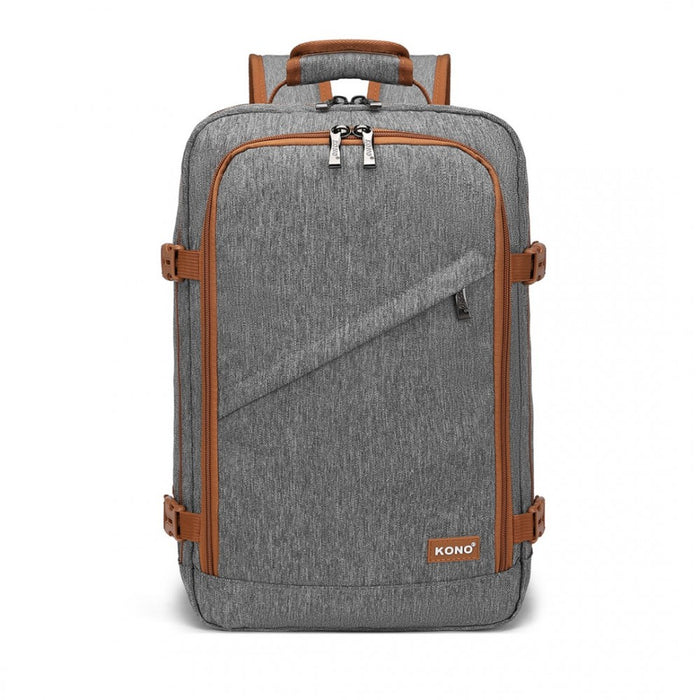 EM2231S - Kono Lightweight Cabin Bag Travel Business Backpack - Grey And Brown