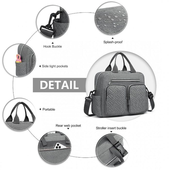 EQ2248 - Kono Durable And Functional Changing Tote Bag - Grey