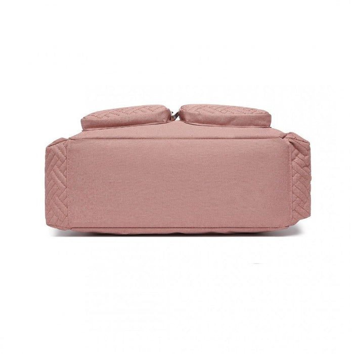 EQ2411 - Kono Versatile Diaper Changing Tote Bag with Built-In Changing Mat Thermal Insulation Waterproof Design - Pink