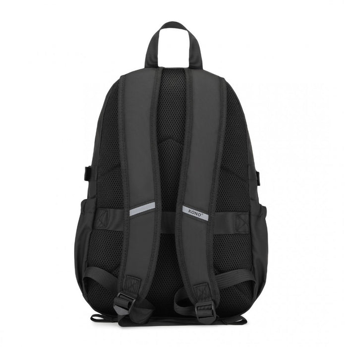 EQ2416 - Kono PVC Coated Urban Water-Resistant Backpack with Reflective Safety Straps and Multi-Compartment Design - Black