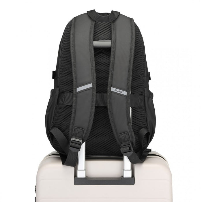 EQ2416 - Kono PVC Coated Urban Water-Resistant Backpack with Reflective Safety Straps and Multi-Compartment Design - Black