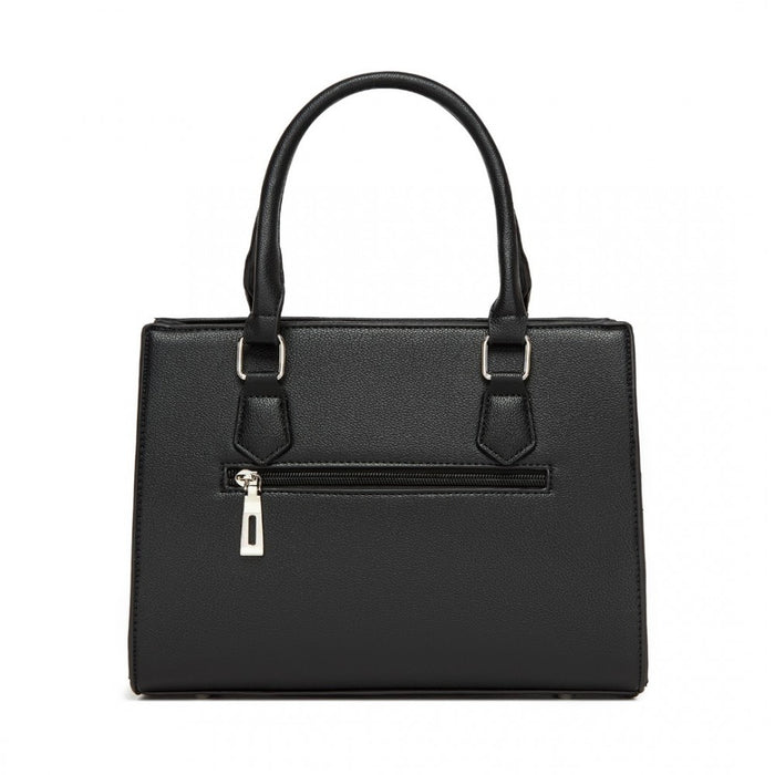 HBM2463 - MISS LULU PU Leather Three-Tone Stitched Shoulder Handbag - Stylish Daily Bag with Adjustable Strap - Grey